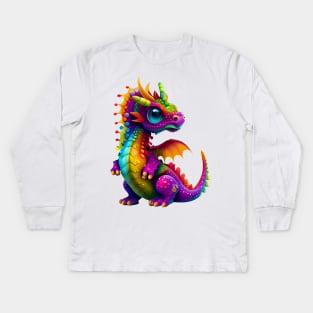 Cute Rainbow Dragon Kids Long Sleeve T-Shirt